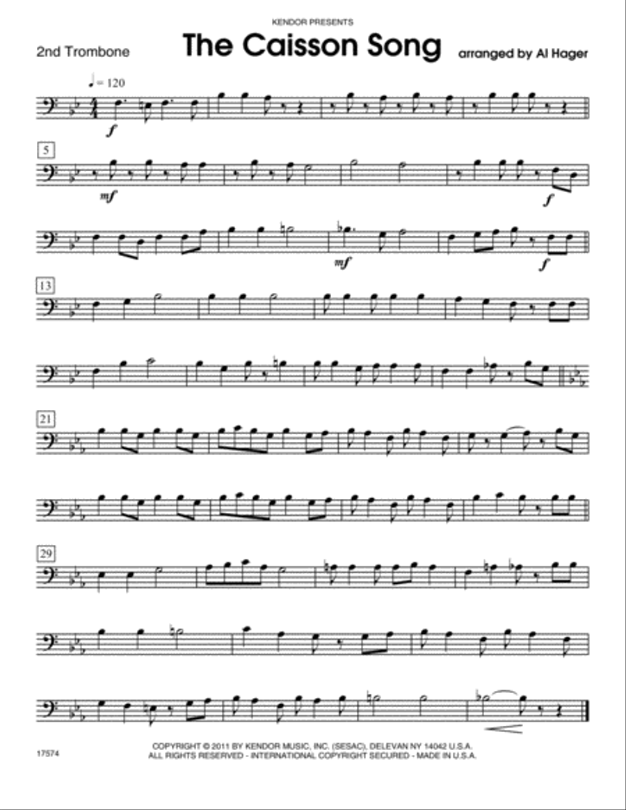 Caisson Song, The - Trombone 2 Trombone scores gallery preview page 1