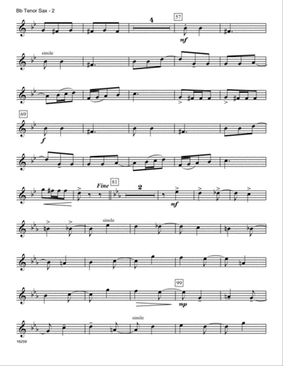 Scherzo (from String QuartetNo. 1 In D) - Tenor Sax Tenor Saxophone scores gallery preview page 2
