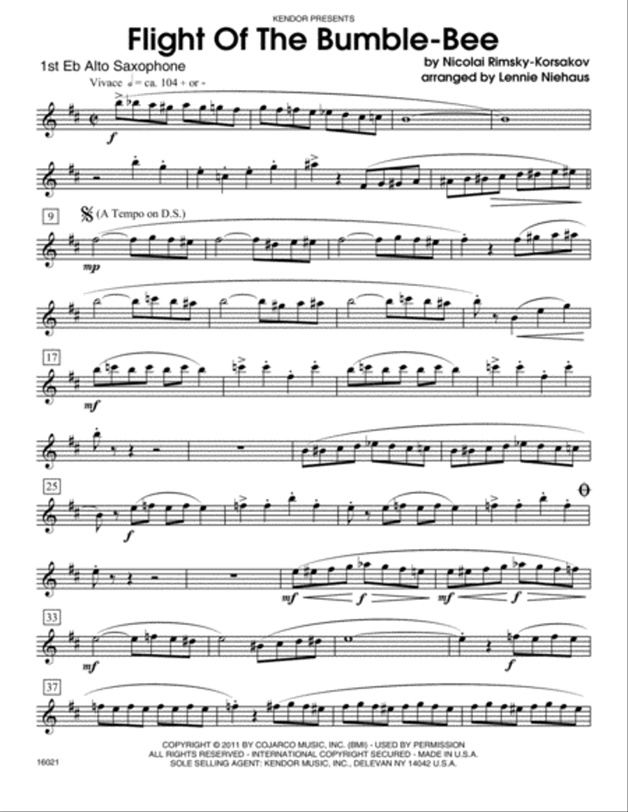 Flight Of The Bumble-Bee - Alto Sax 1 Alto Saxophone scores gallery preview page 1