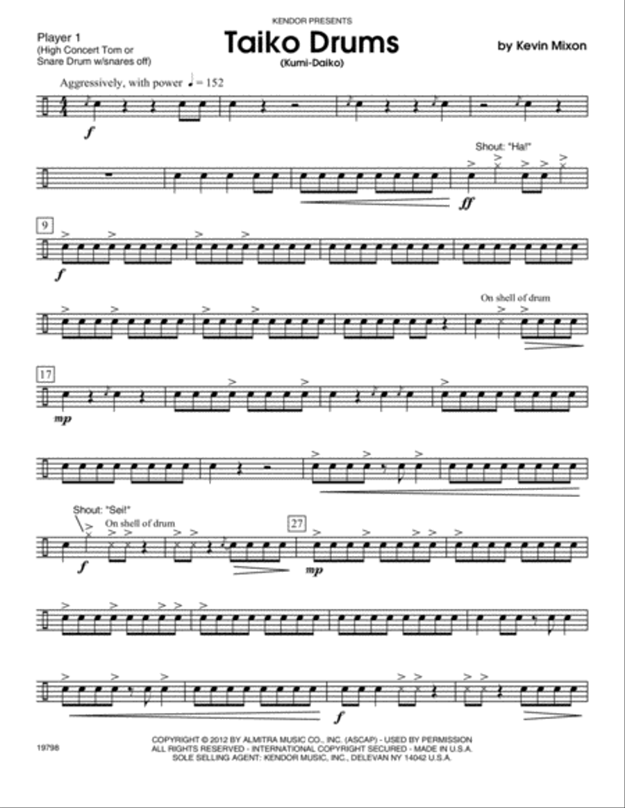 Taiko Drums (Kumi Daiko) - Percussion 1 Drums scores gallery preview page 1