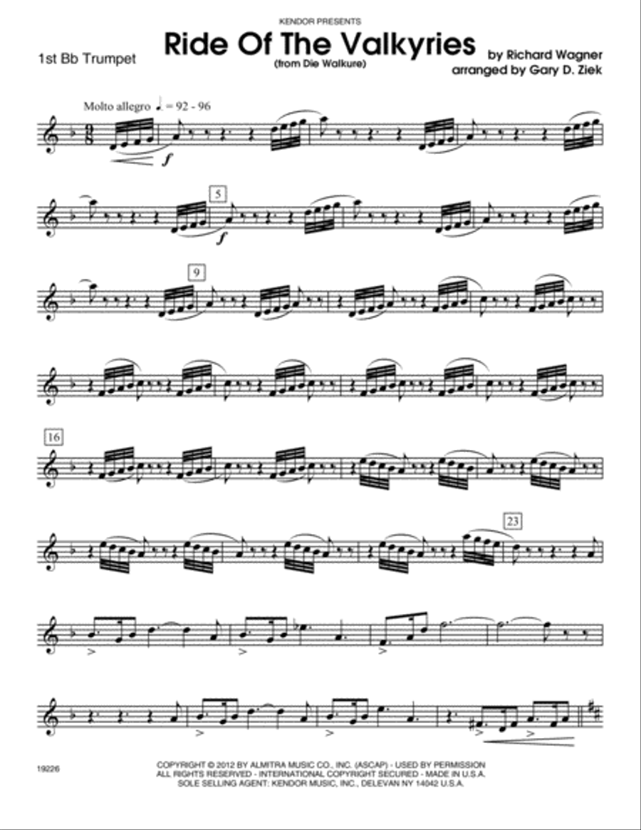 Ride Of The Valkyries (from Die Walkure) - Trumpet 1 Trumpet scores gallery preview page 1