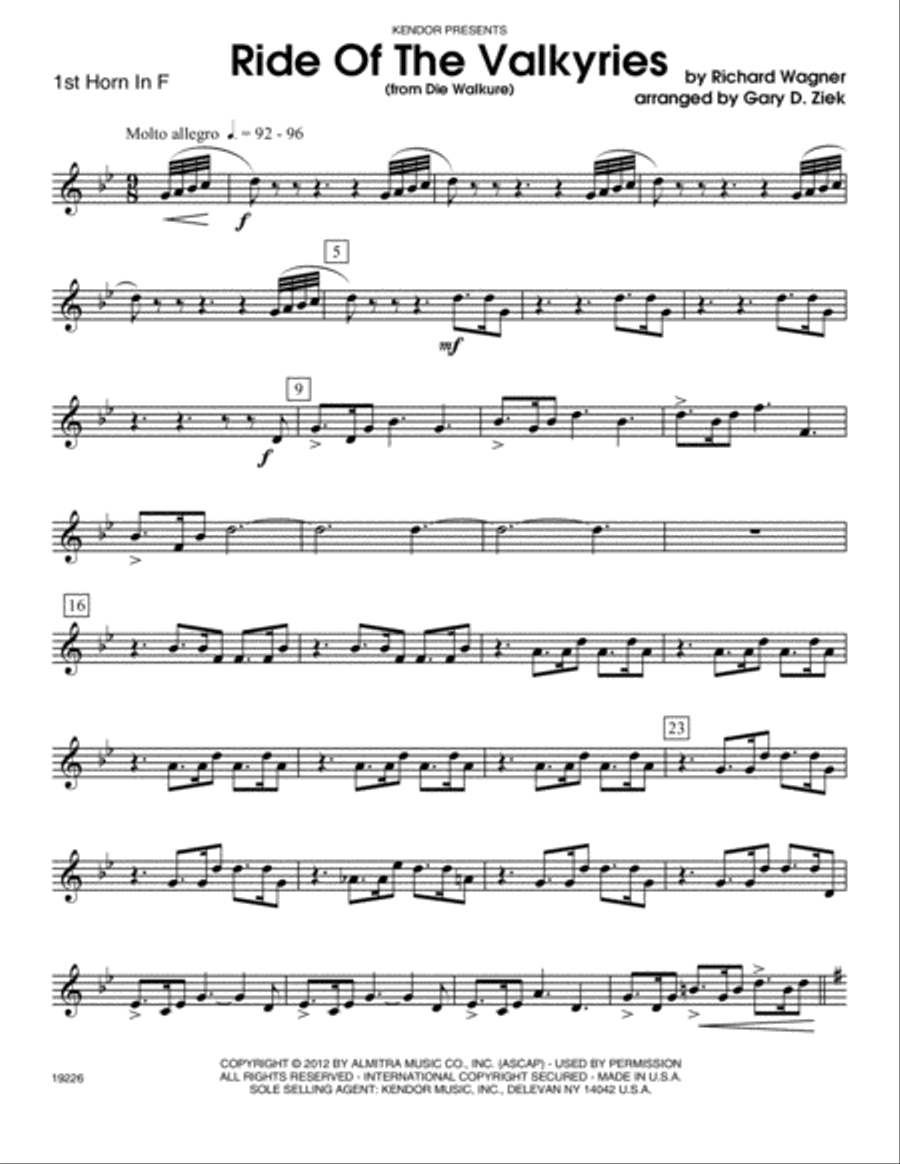 Ride Of The Valkyries (from Die Walkure) - Horn 1 in F Brass Band scores gallery preview page 1