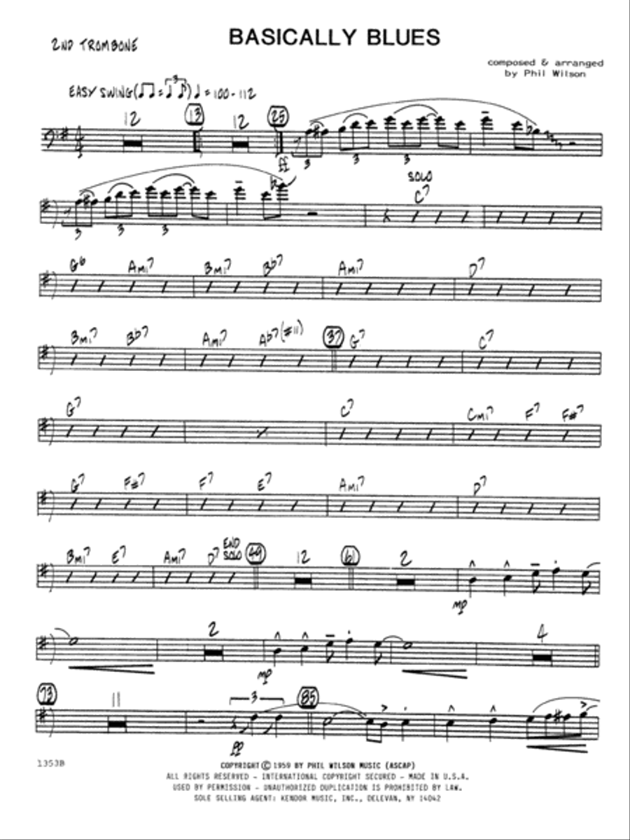 Basically Blues - Trombone 2 Trombone scores gallery preview page 1