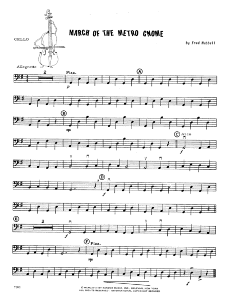 March Of The Metro Gnome - Cello Cello scores gallery preview page 1
