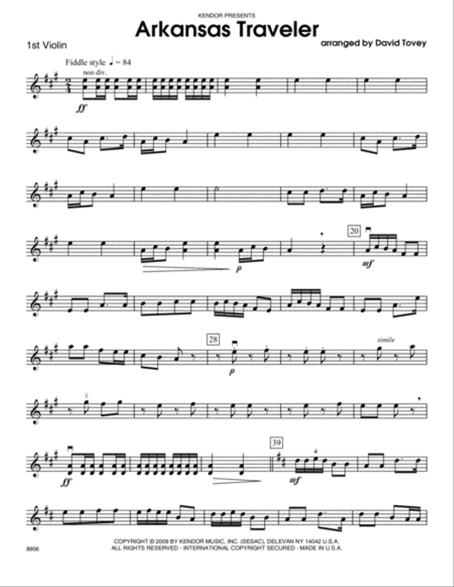 Arkansas Traveler - Violin 1 Violin scores gallery preview page 1