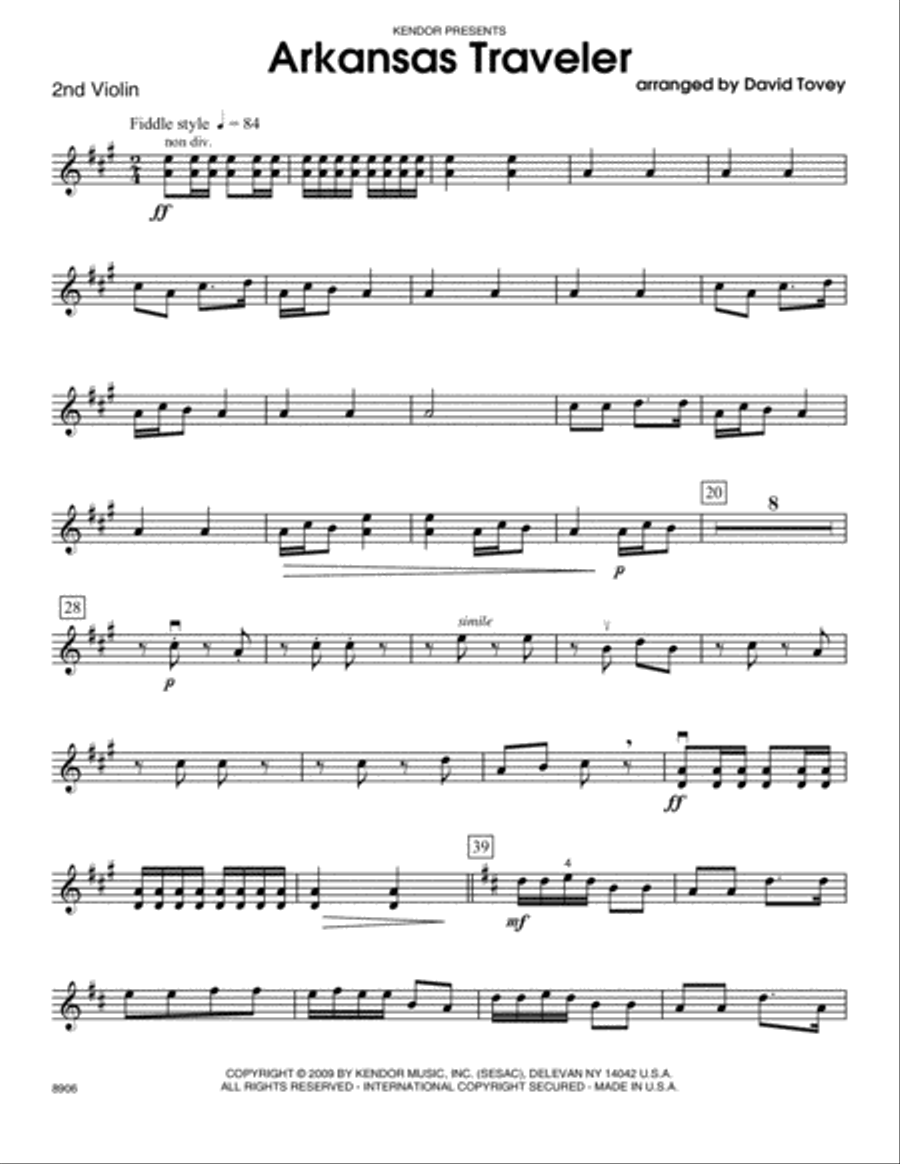 Arkansas Traveler - Violin 2 Violin scores gallery preview page 1