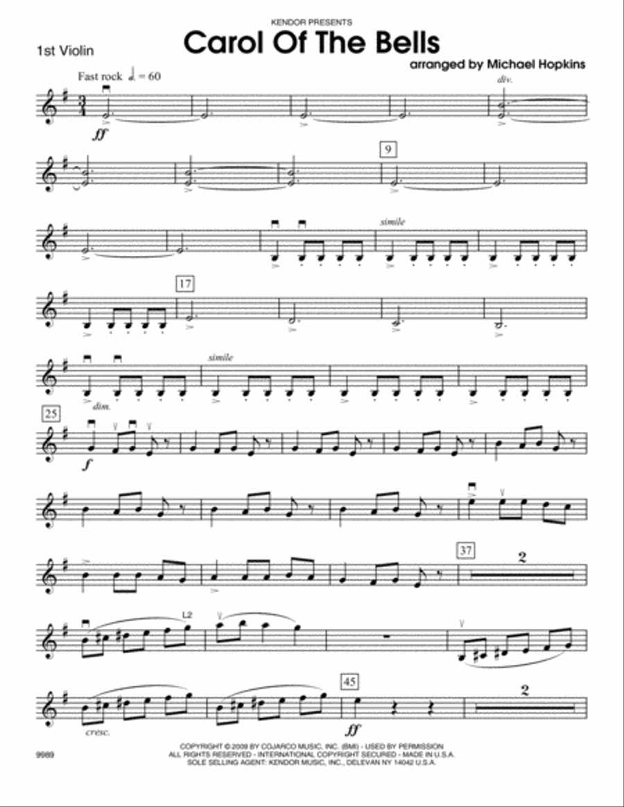 Carol of the Bells - Violin 1 Violin scores gallery preview page 1