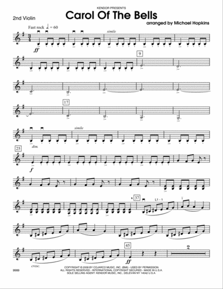 Carol of the Bells - Violin 2 Violin scores gallery preview page 1
