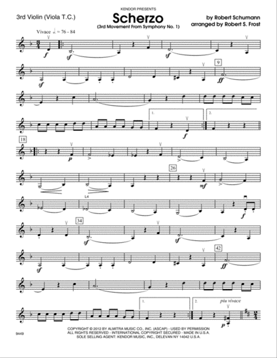 Scherzo (3rd Movement From Symphony No. 1) - Violin 3 Violin scores gallery preview page 1