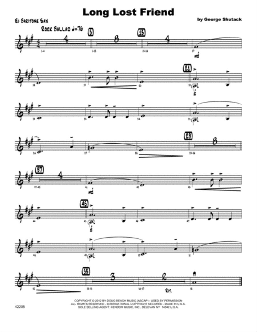 Long Lost Friend - Baritone Sax Baritone Saxophone scores gallery preview page 1
