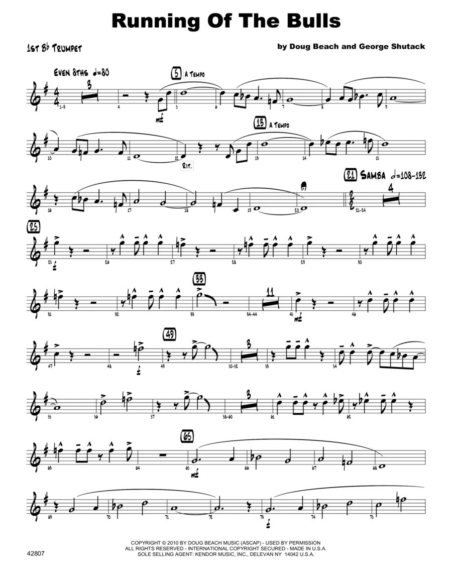 Running Of The Bulls - Trumpet 1 Trumpet scores gallery preview page 1