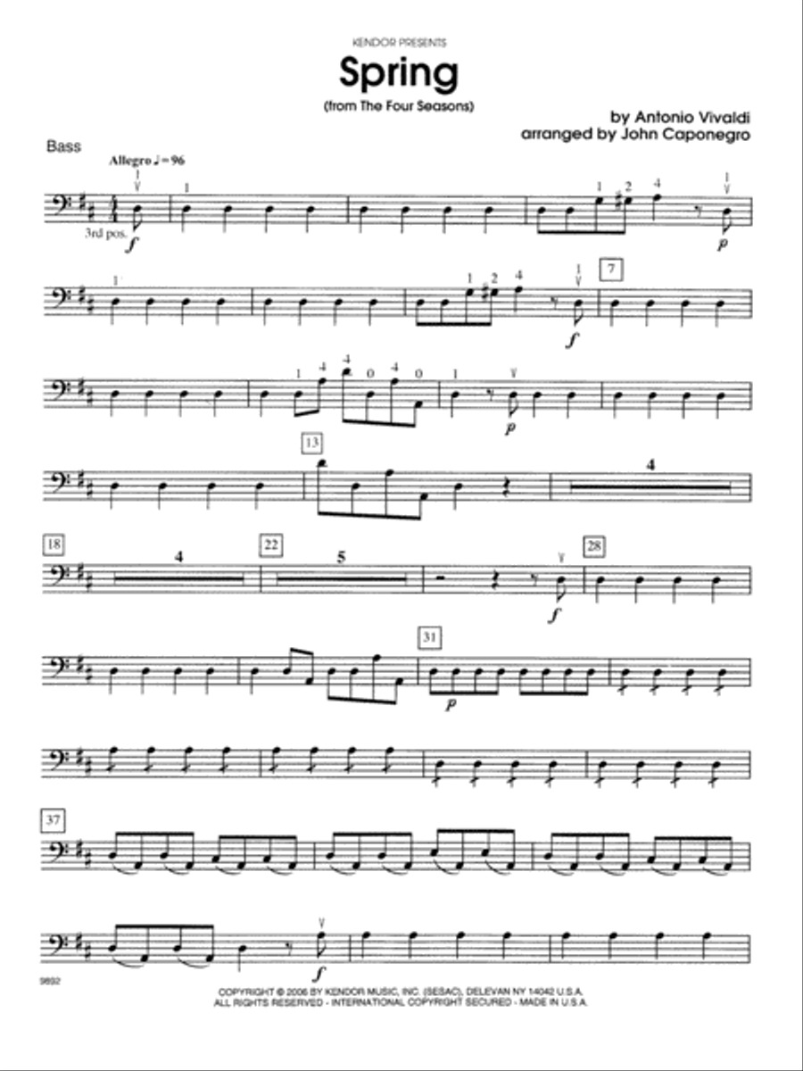 Spring (from The Four Seasons) - Bass Part scores gallery preview page 1