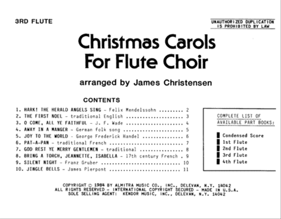 Christmas Carols For Flute Choir/Cond Score - Flute 3 Flute scores gallery preview page 1