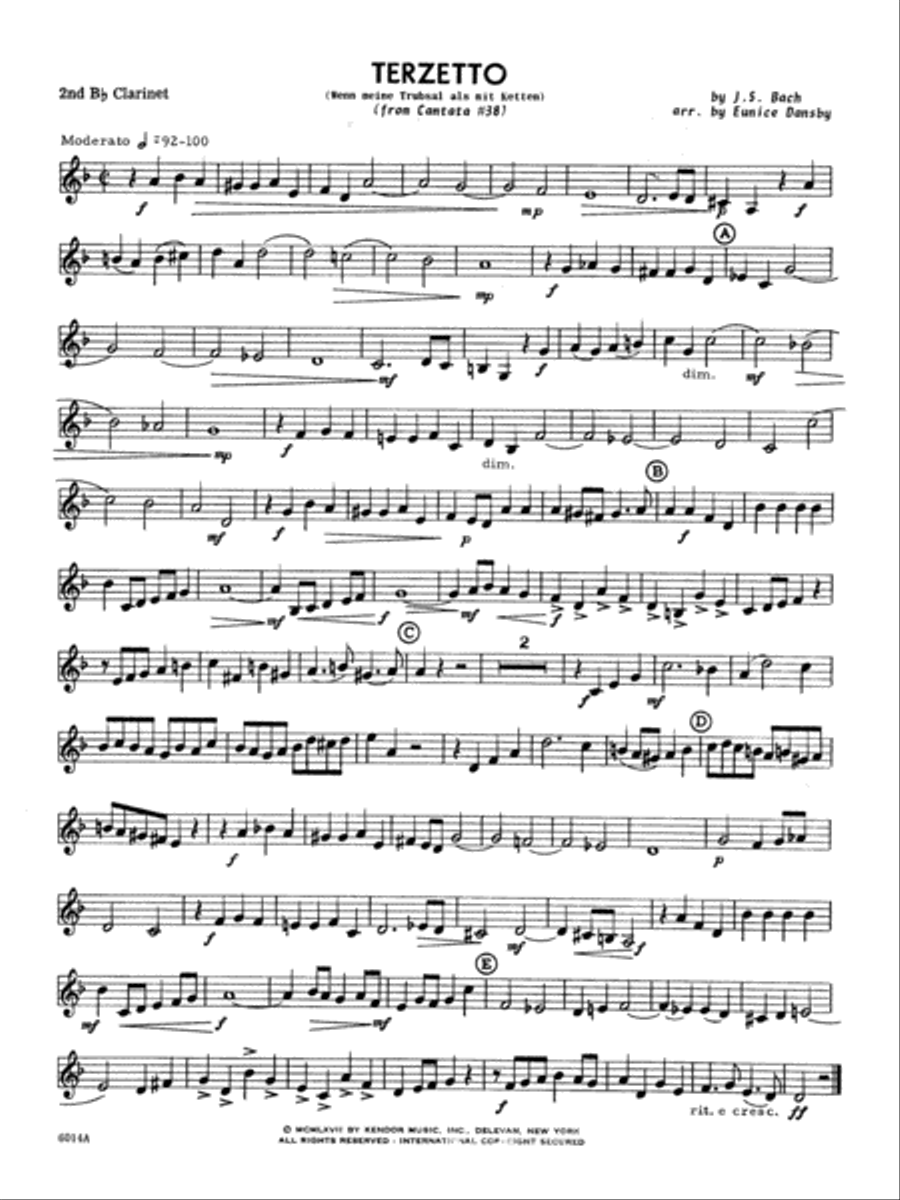 Terzetto (Wenn meine Trubsal als mit Ketten from Cantata #38) - Clarinet 2 Clarinet scores gallery preview page 1