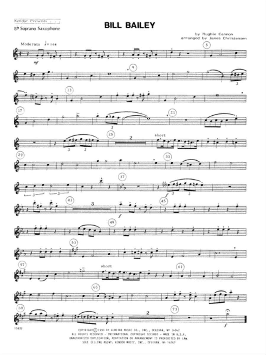 Bill Bailey - Soprano Sax Soprano Saxophone scores gallery preview page 1