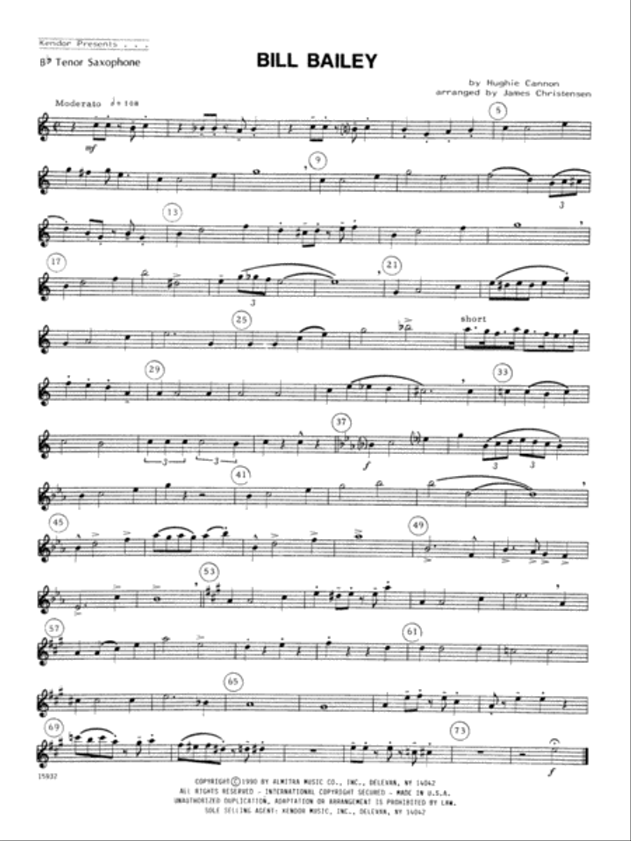 Bill Bailey - Tenor Sax Tenor Saxophone scores gallery preview page 1