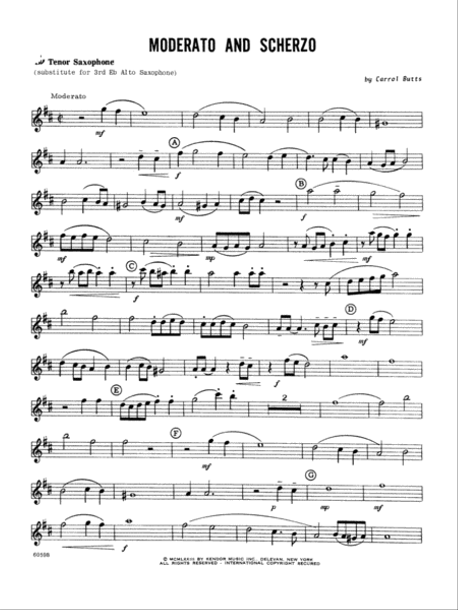 Moderato And Scherzo - Tenor Sax Tenor Saxophone scores gallery preview page 1