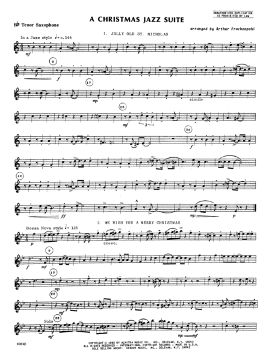 Christmas Jazz Suite, A - Tenor Sax Tenor Saxophone scores gallery preview page 1