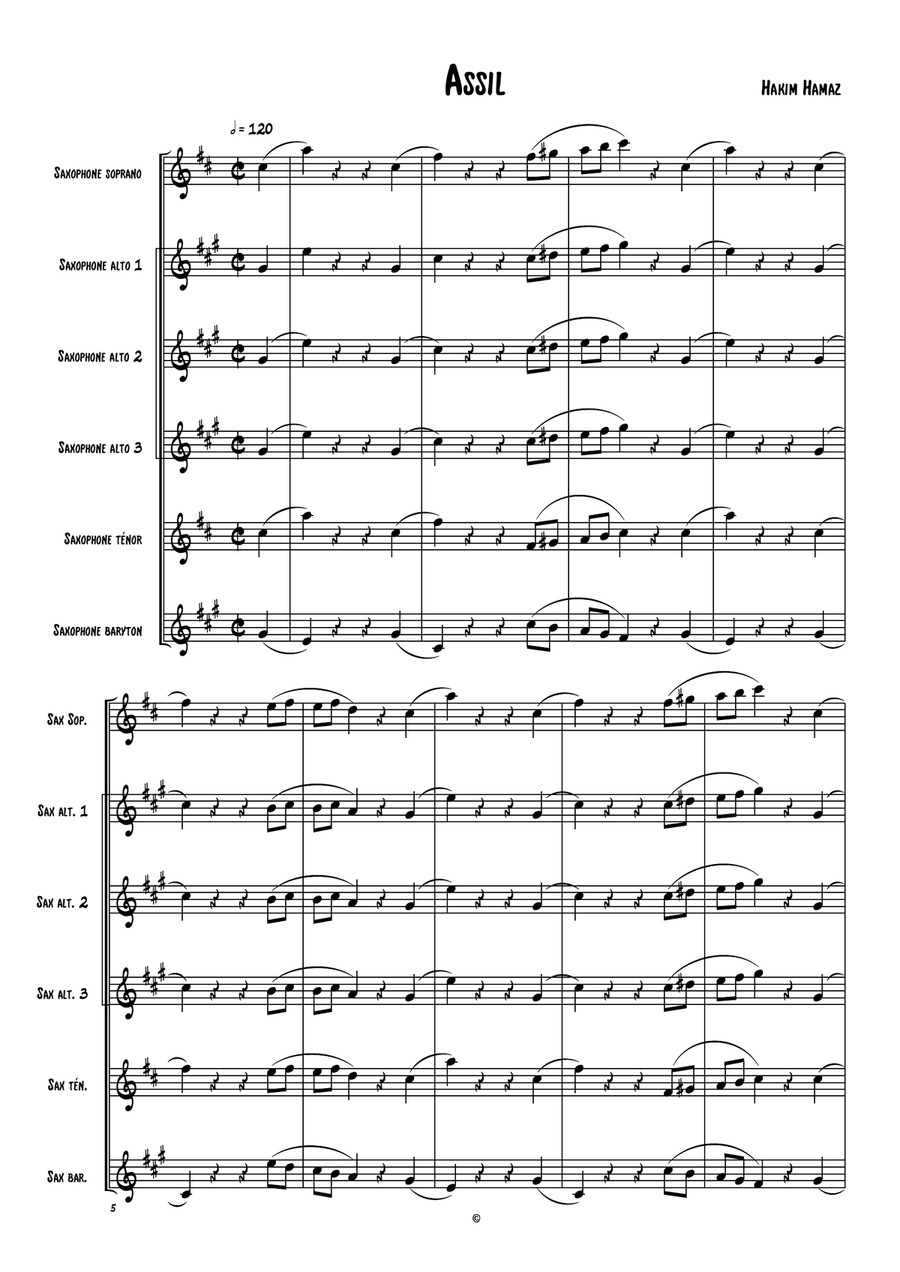 Ensemble de SAXOPHONE ''ASSIL'' Woodwind Quartet scores gallery preview page 2