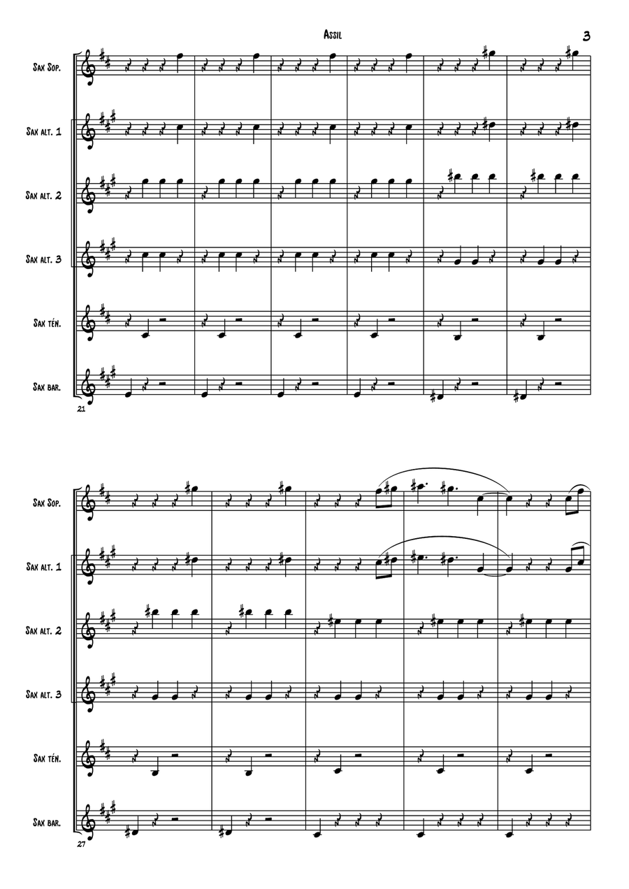 Ensemble de SAXOPHONE ''ASSIL'' Woodwind Quartet scores gallery preview page 4