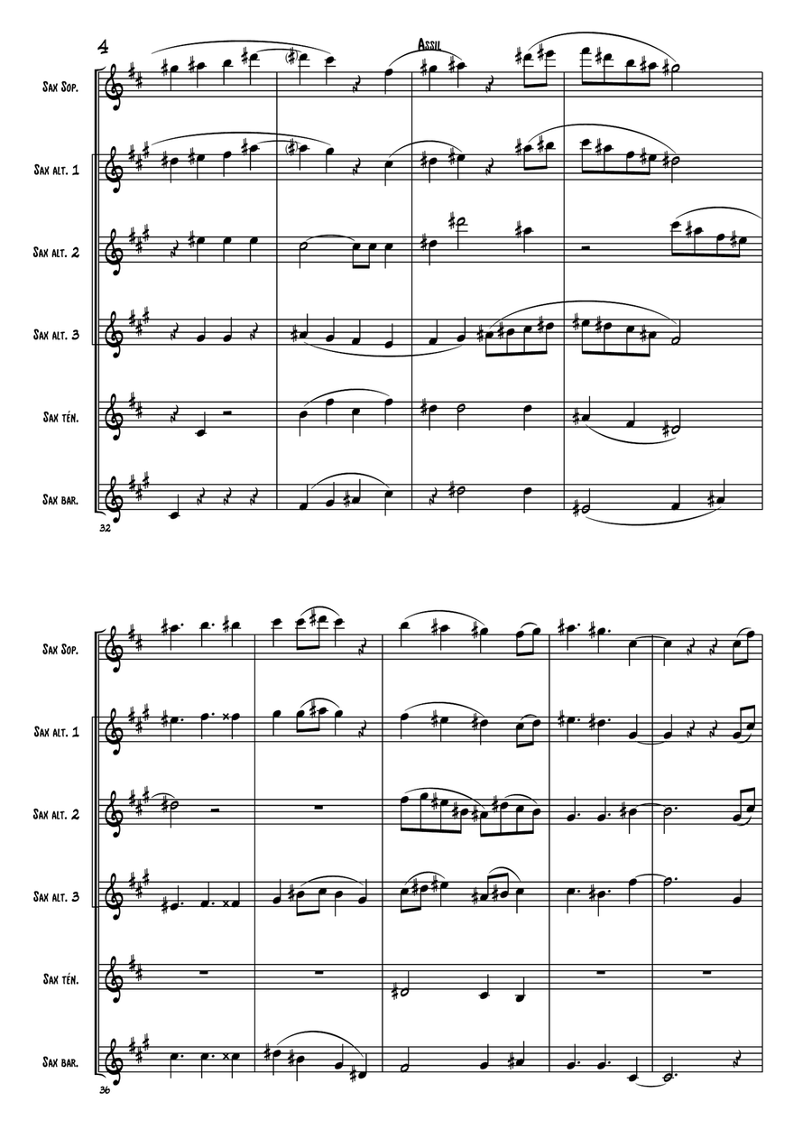 Ensemble de SAXOPHONE ''ASSIL'' Woodwind Quartet scores gallery preview page 5