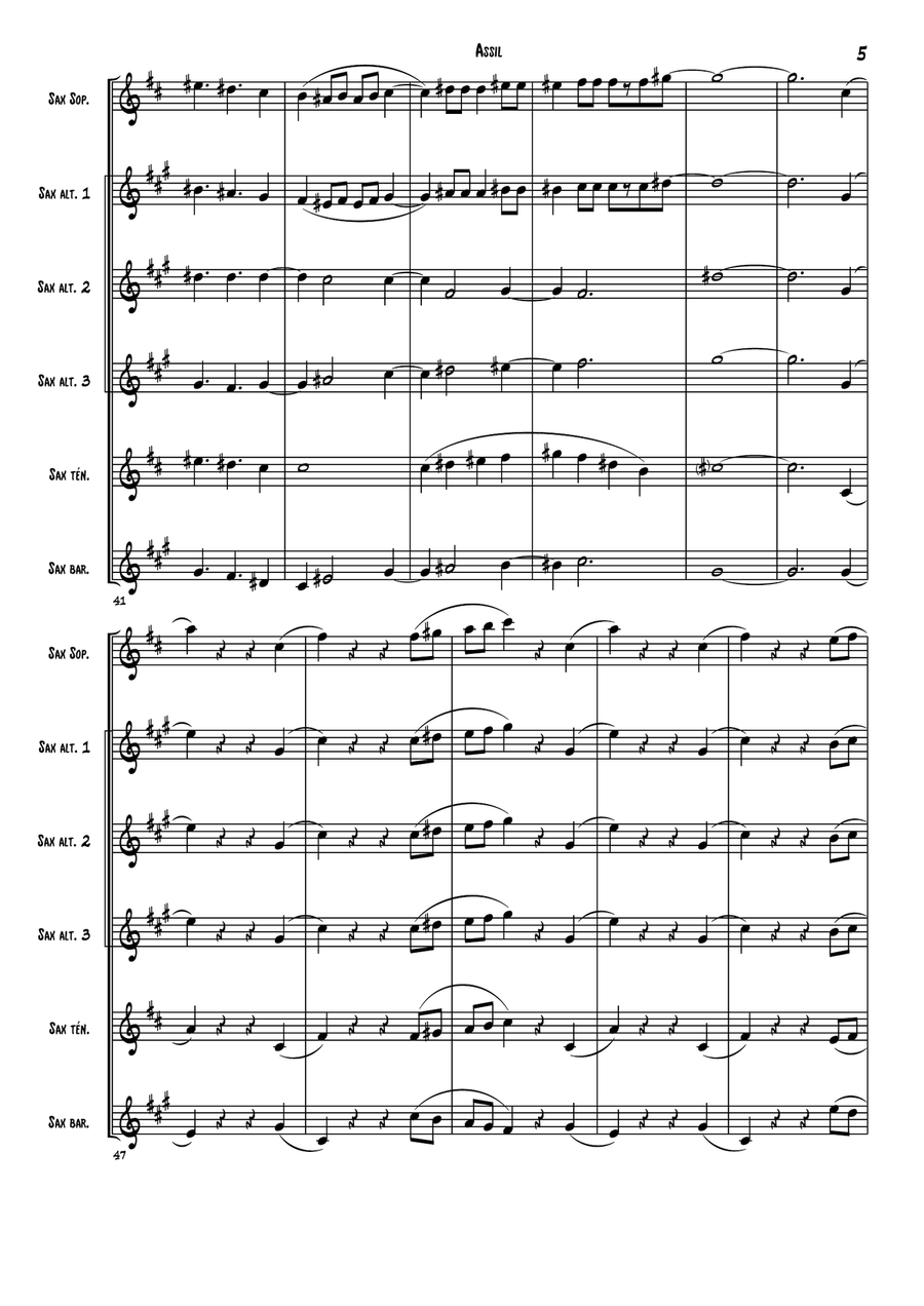 Ensemble de SAXOPHONE ''ASSIL'' Woodwind Quartet scores gallery preview page 6