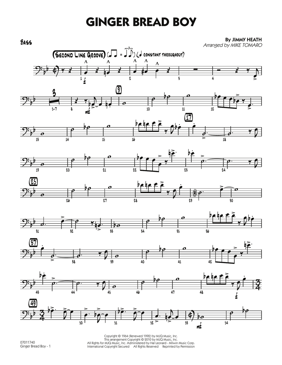 Ginger Bread Boy - Bass Ginger Bread Boy - Bass Jazz Ensemble scores gallery preview page 1