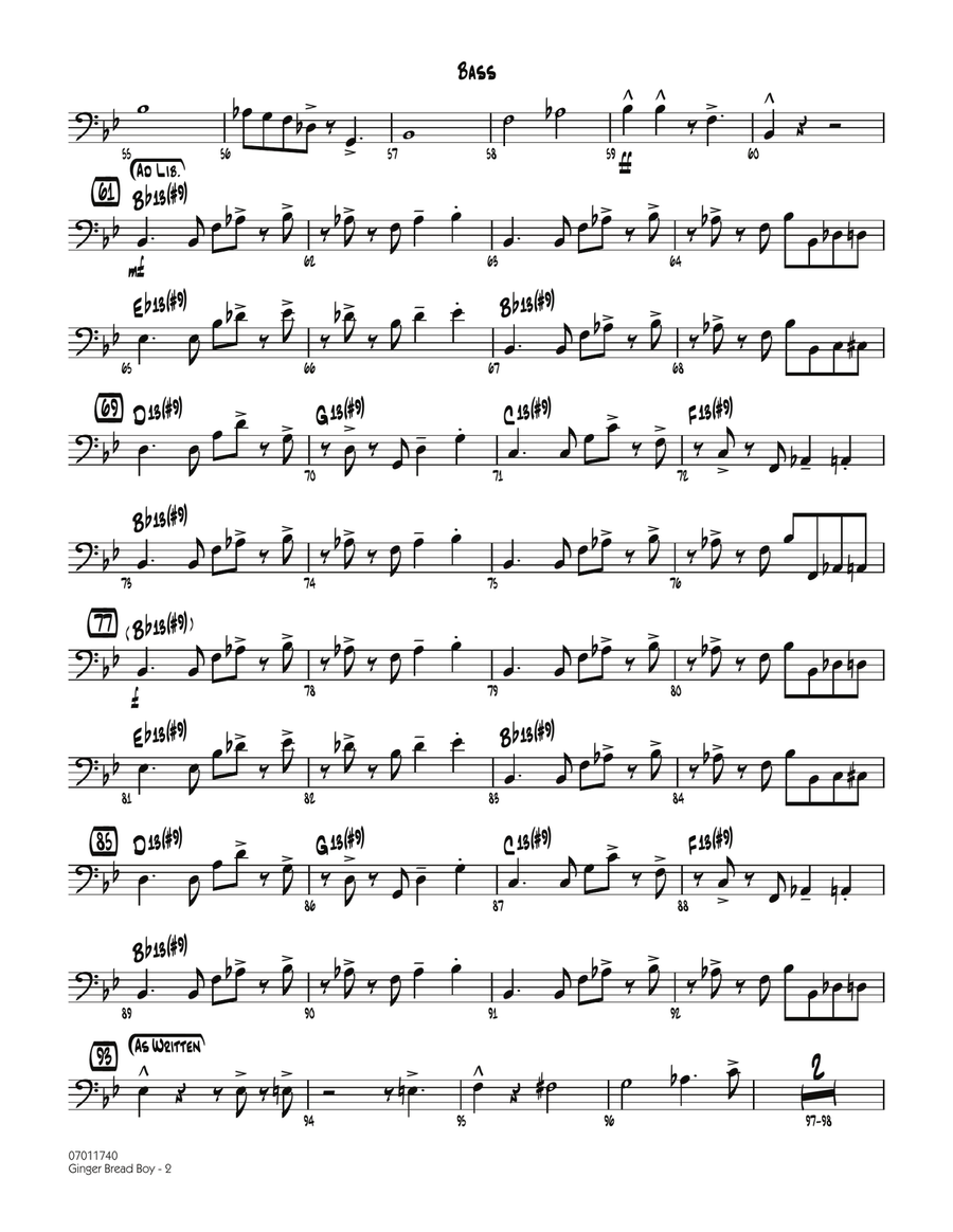 Ginger Bread Boy - Bass Ginger Bread Boy - Bass Jazz Ensemble scores gallery preview page 2