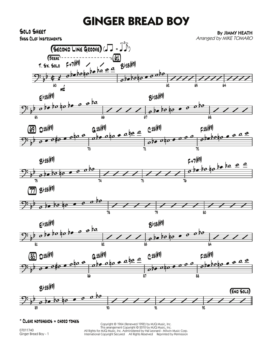 Ginger Bread Boy - Bass Clef Solo Sheet Jazz Ensemble scores gallery preview page 1