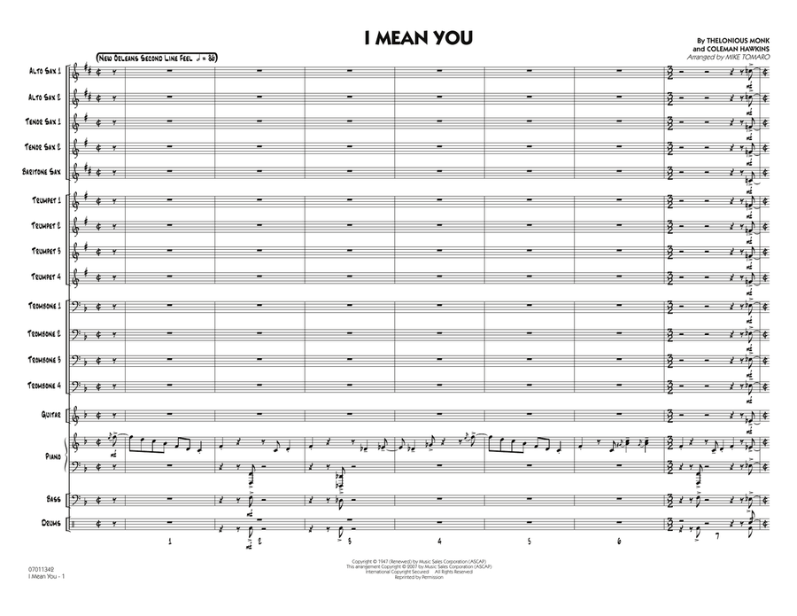I Mean You - Full Score I Mean You - Full Score Jazz Ensemble scores gallery preview page 1