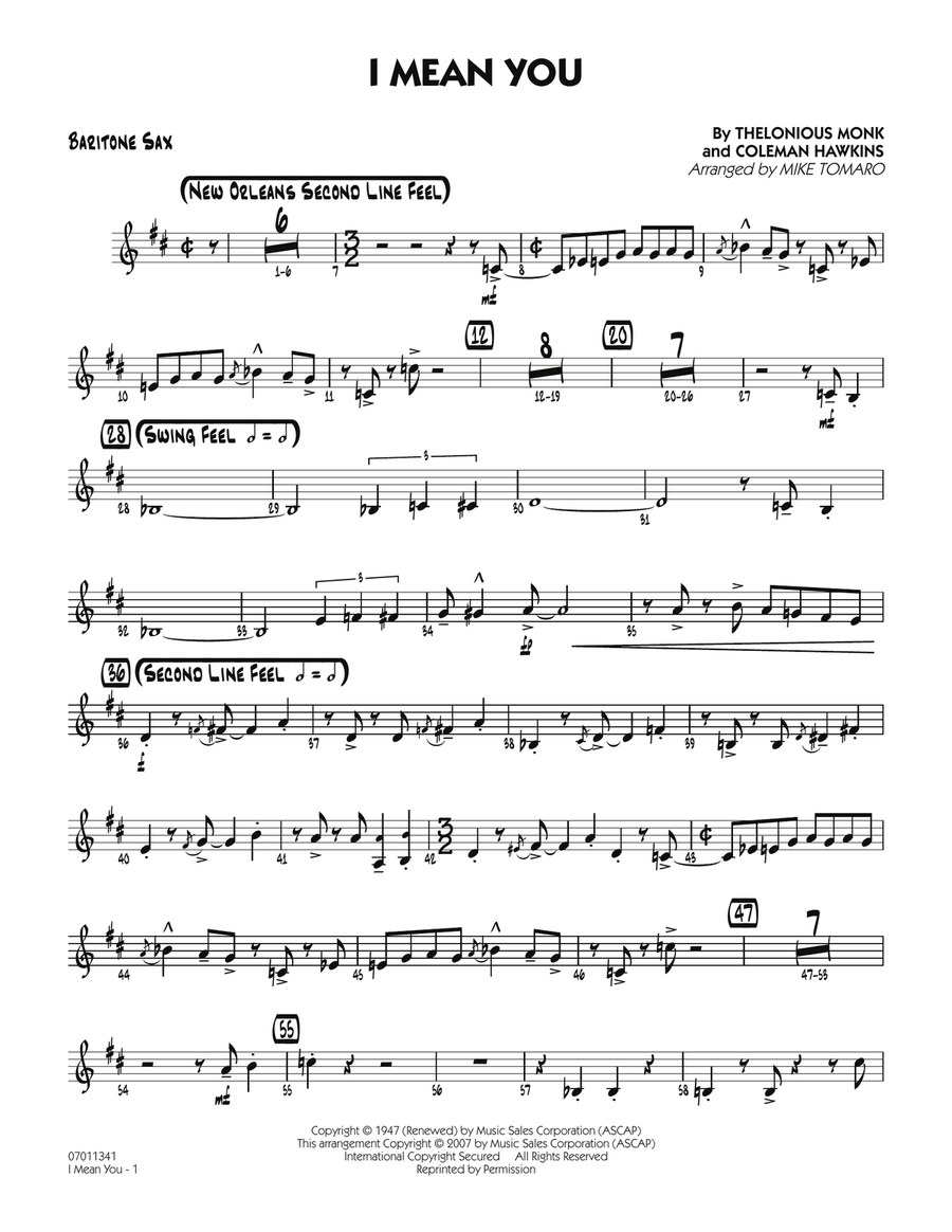 I Mean You - Baritone Sax Jazz Ensemble scores gallery preview page 1