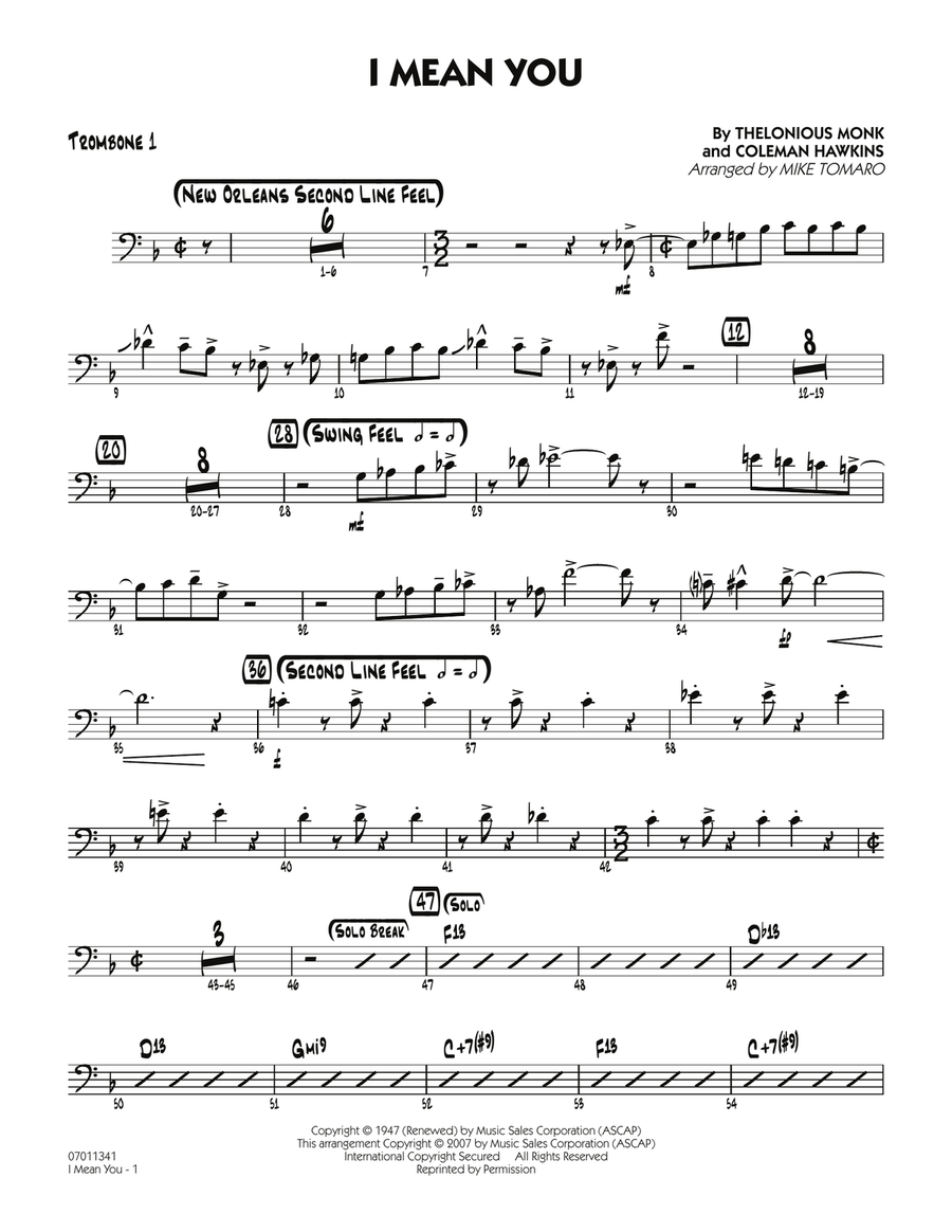 I Mean You - Trombone 1 I Mean You - Trombone 1 Trombone scores gallery preview page 1