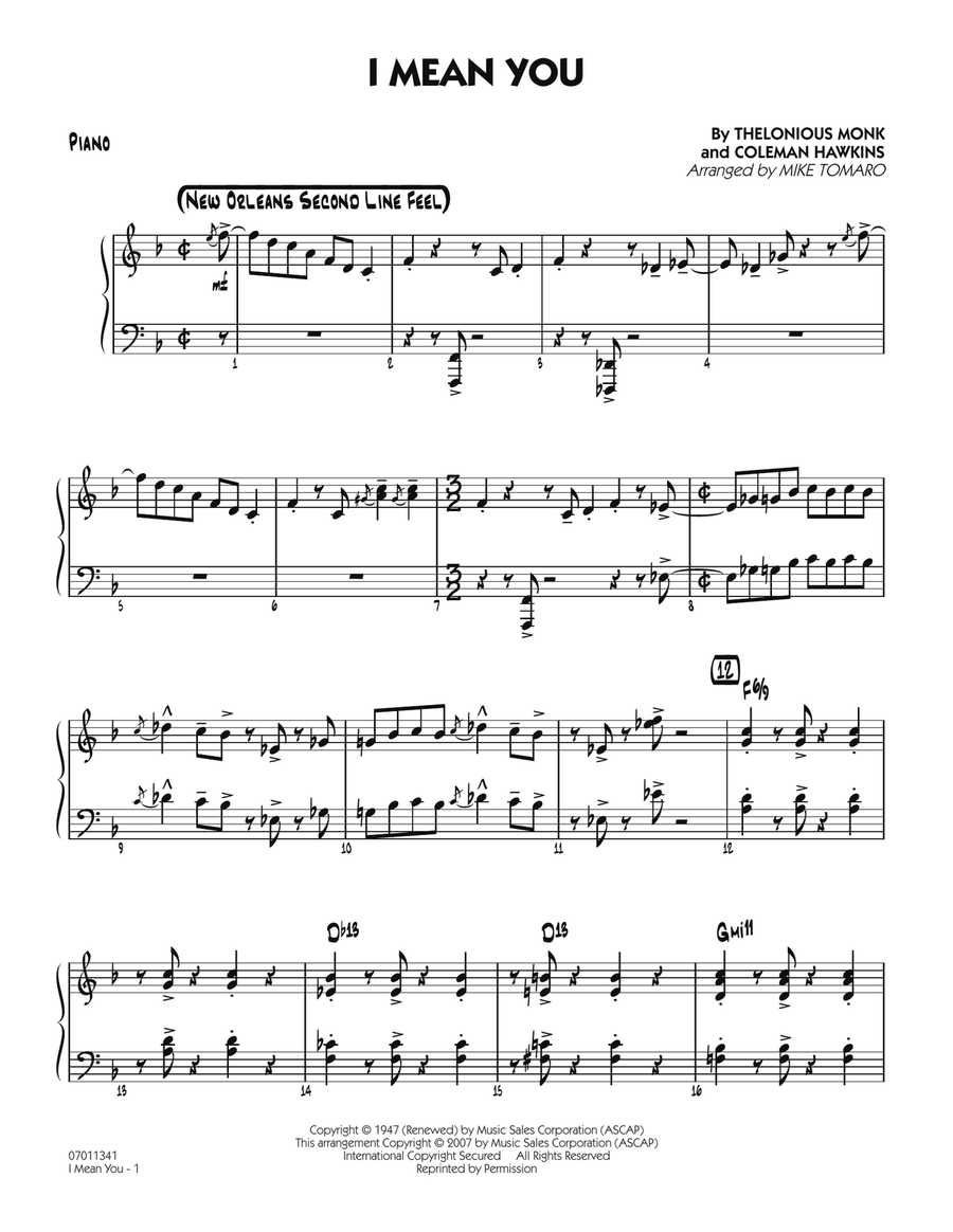I Mean You - Piano I Mean You - Piano Jazz Ensemble scores gallery preview page 1