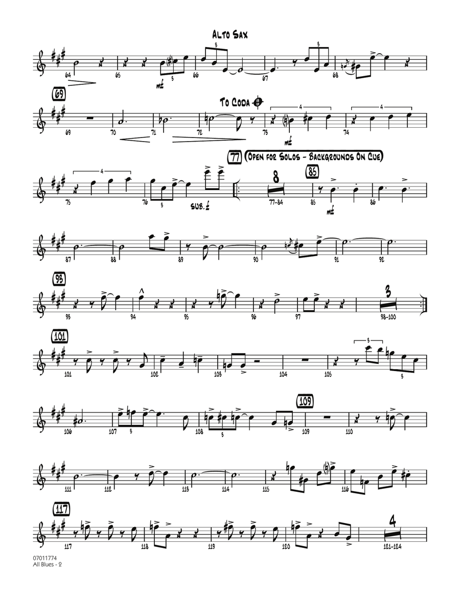 All Blues - Alto Sax All Blues - Alto Sax Jazz Ensemble scores gallery preview page 2
