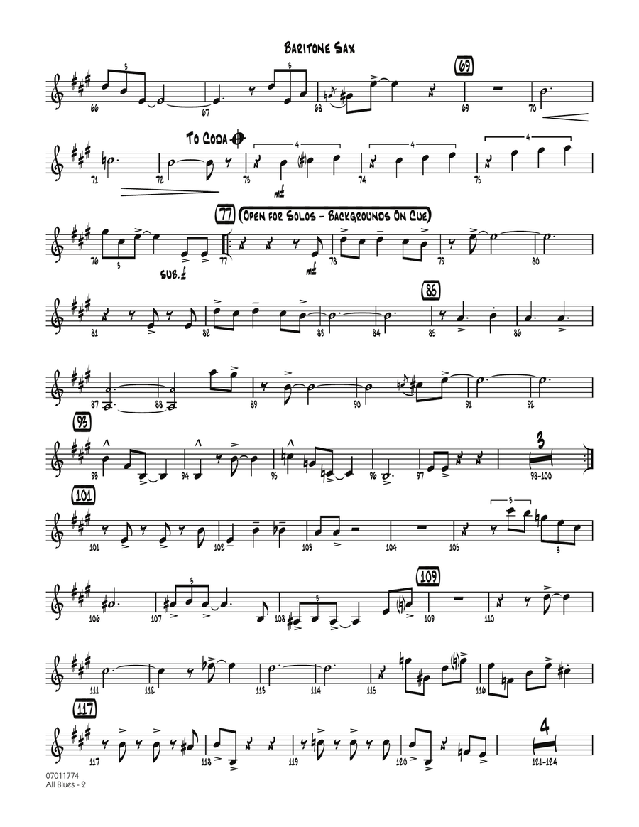All Blues - Baritone Sax All Blues - Baritone Sax Jazz Ensemble scores gallery preview page 2