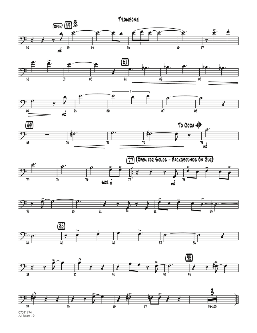 All Blues - Trombone All Blues - Trombone Jazz Ensemble scores gallery preview page 2