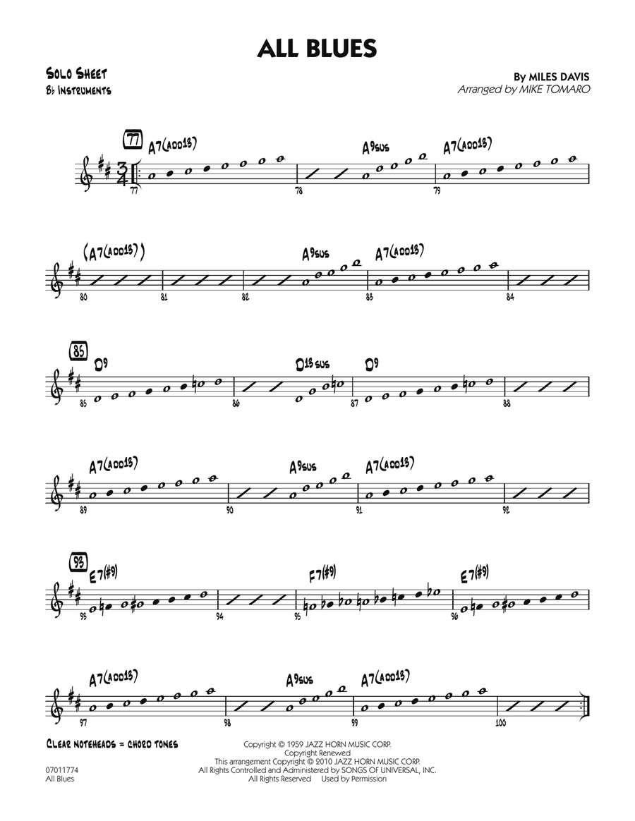 All Blues - Bb Solo Sheet Jazz Ensemble scores gallery preview page 1