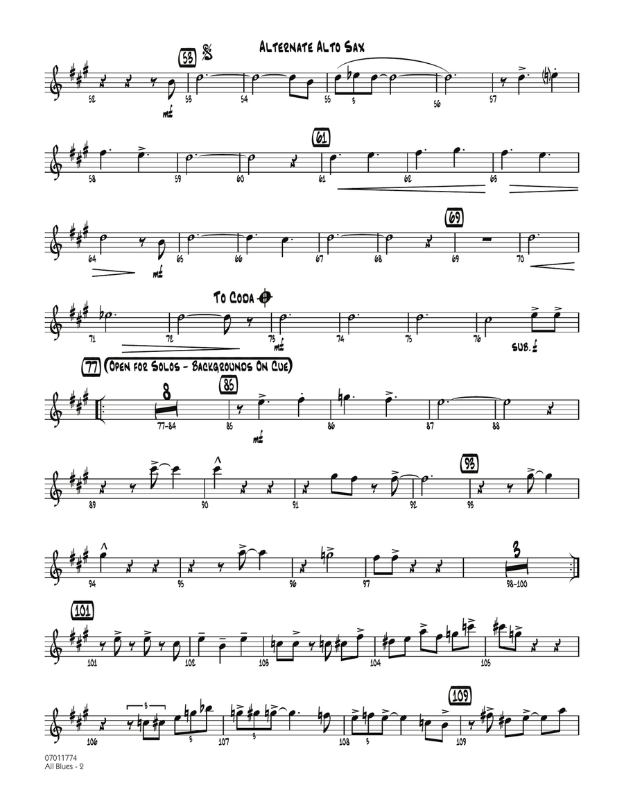 All Blues - Alternate Alto Sax Jazz Ensemble scores gallery preview page 2