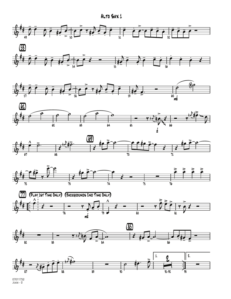 Josie - Alto Sax 1 Jazz Ensemble scores gallery preview page 2