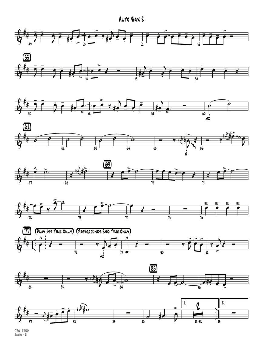 Josie - Alto Sax 2 Josie - Alto Sax 2 Jazz Ensemble scores gallery preview page 2