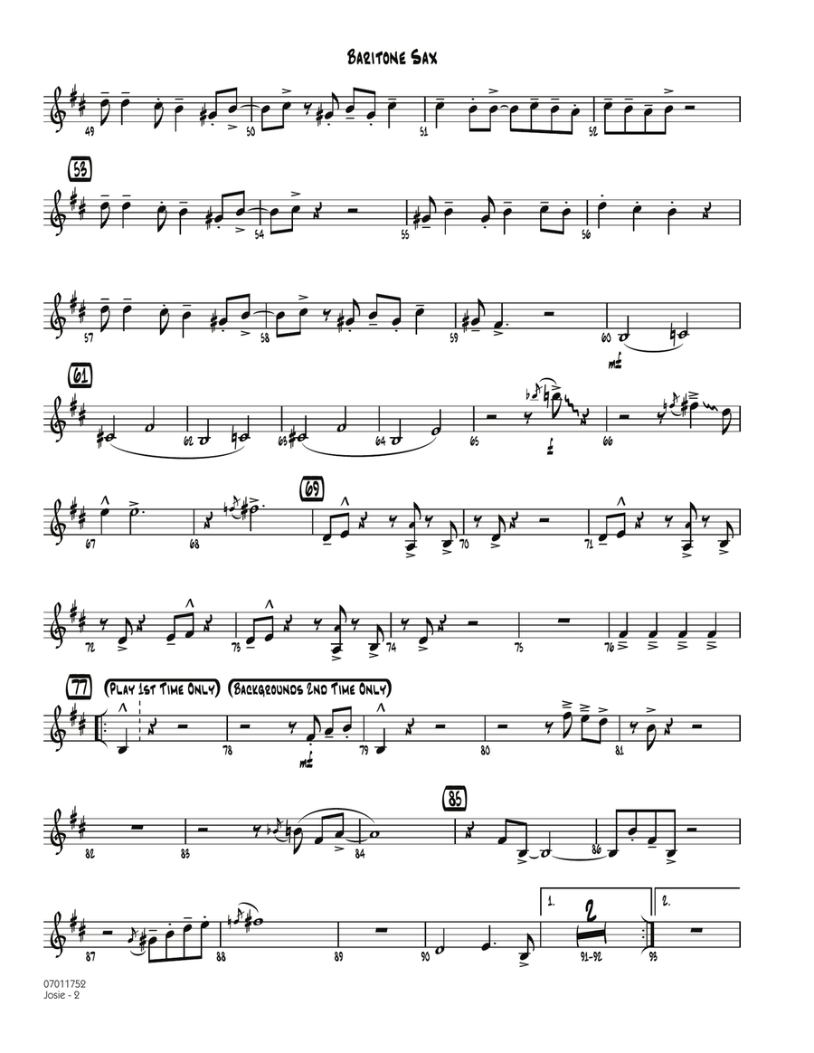 Josie - Baritone Sax Jazz Ensemble scores gallery preview page 2