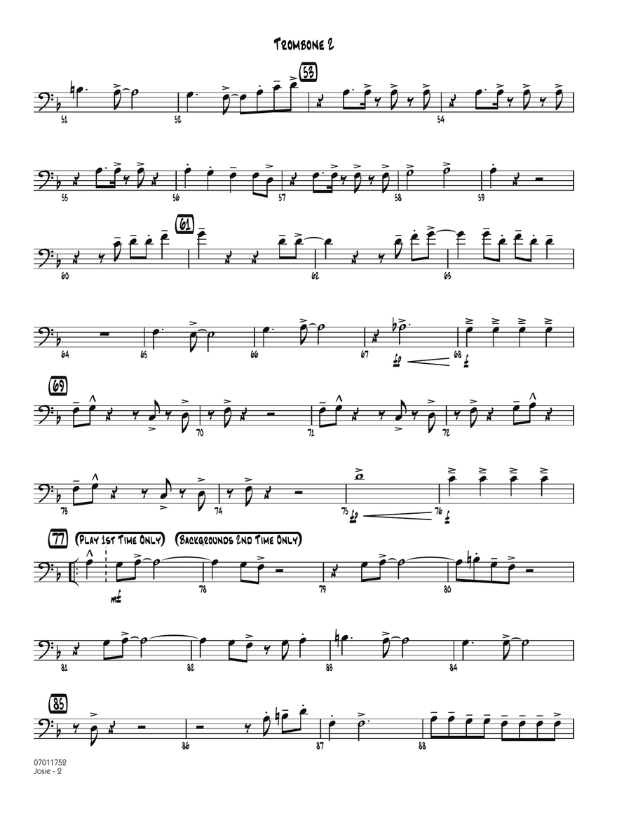 Josie - Trombone 2 Jazz Ensemble scores gallery preview page 2
