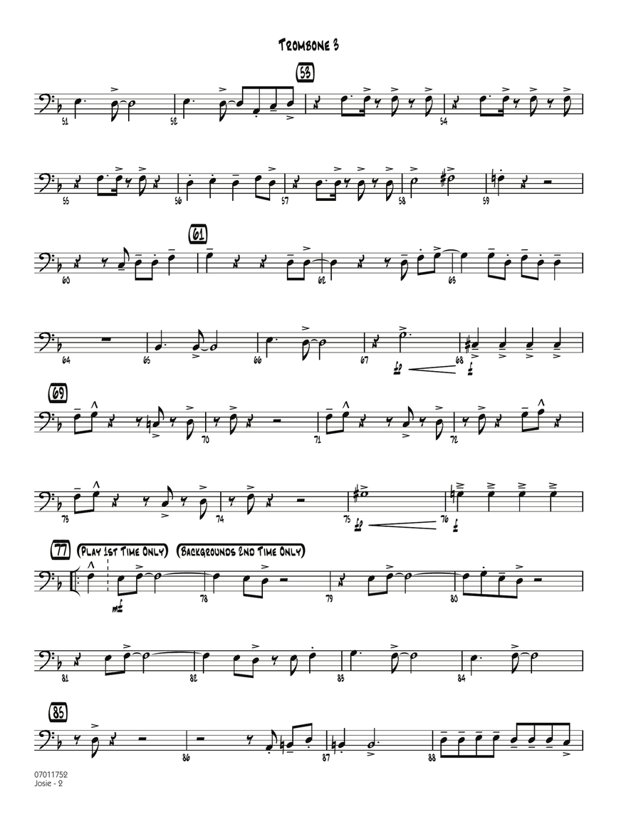 Josie - Trombone 3 Josie - Trombone 3 Jazz Ensemble scores gallery preview page 2