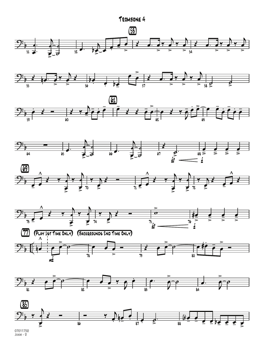 Josie - Trombone 4 Josie - Trombone 4 Jazz Ensemble scores gallery preview page 2