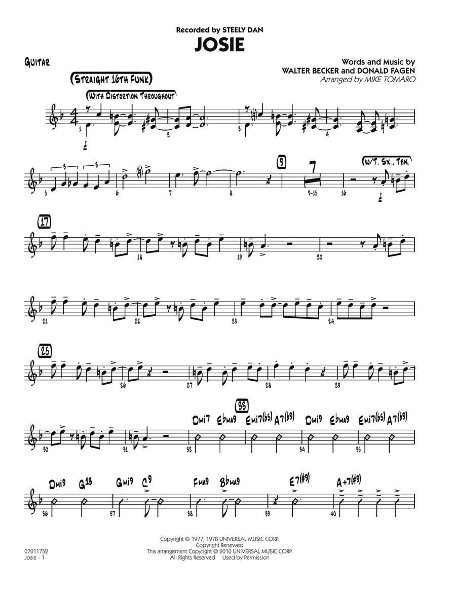 Josie - Guitar Josie - Guitar Jazz Ensemble scores gallery preview page 1