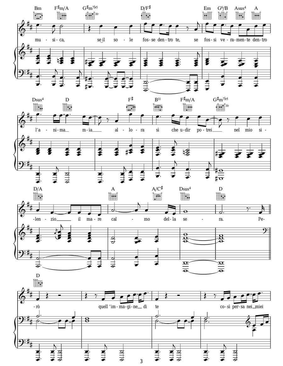 Il Mare Calmo Della Sera Il Mare Calmo Della Sera Piano, Vocal, Guitar scores gallery preview page 3