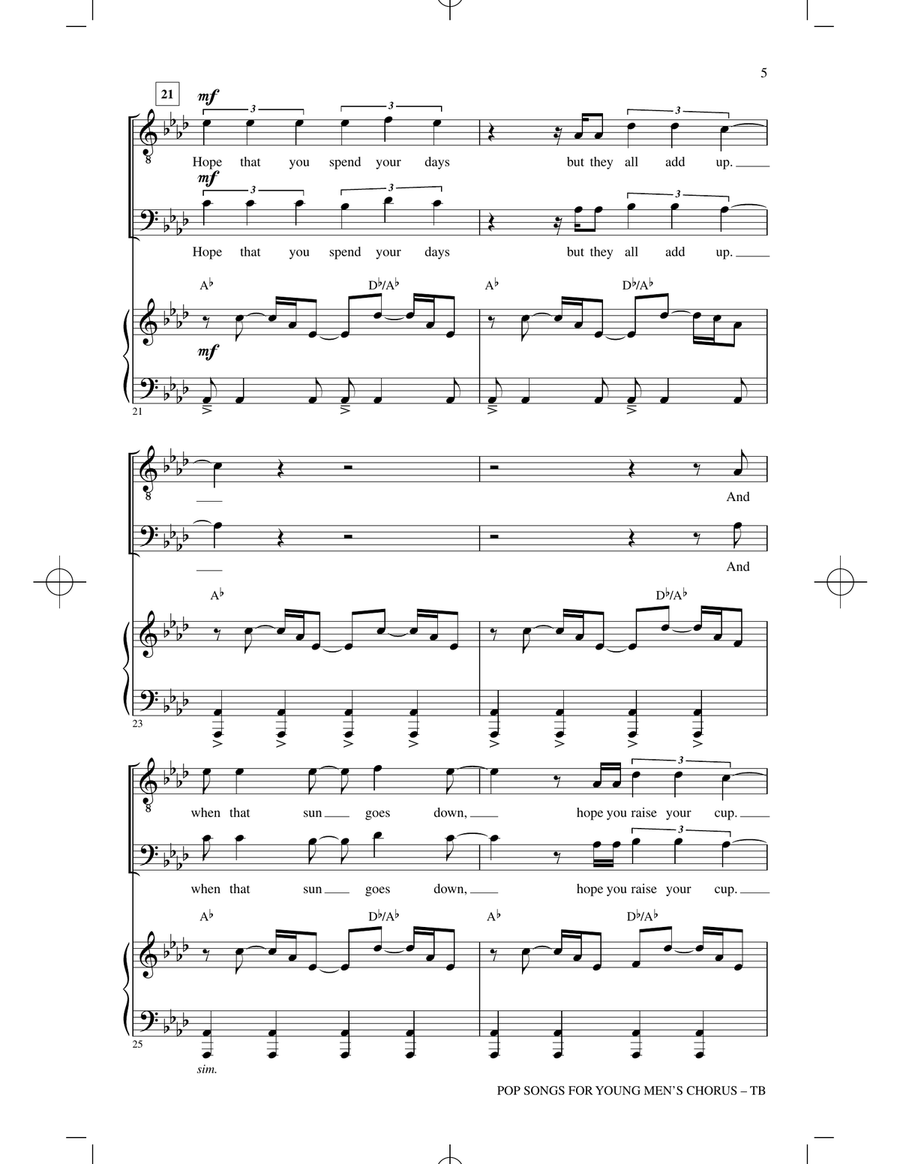 Pop Songs for Young Men's Chorus TB scores gallery preview page 4
