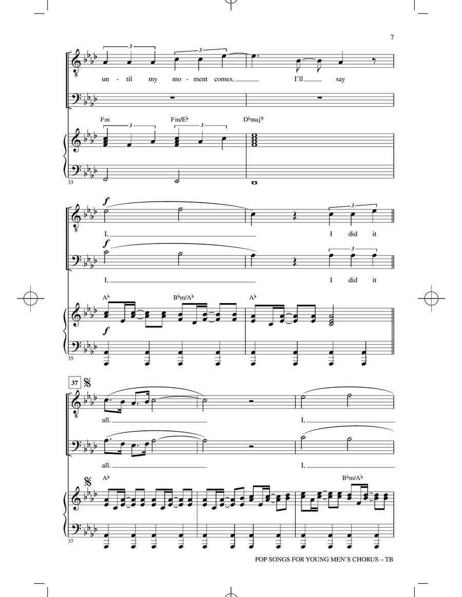 Pop Songs for Young Men's Chorus TB scores gallery preview page 6