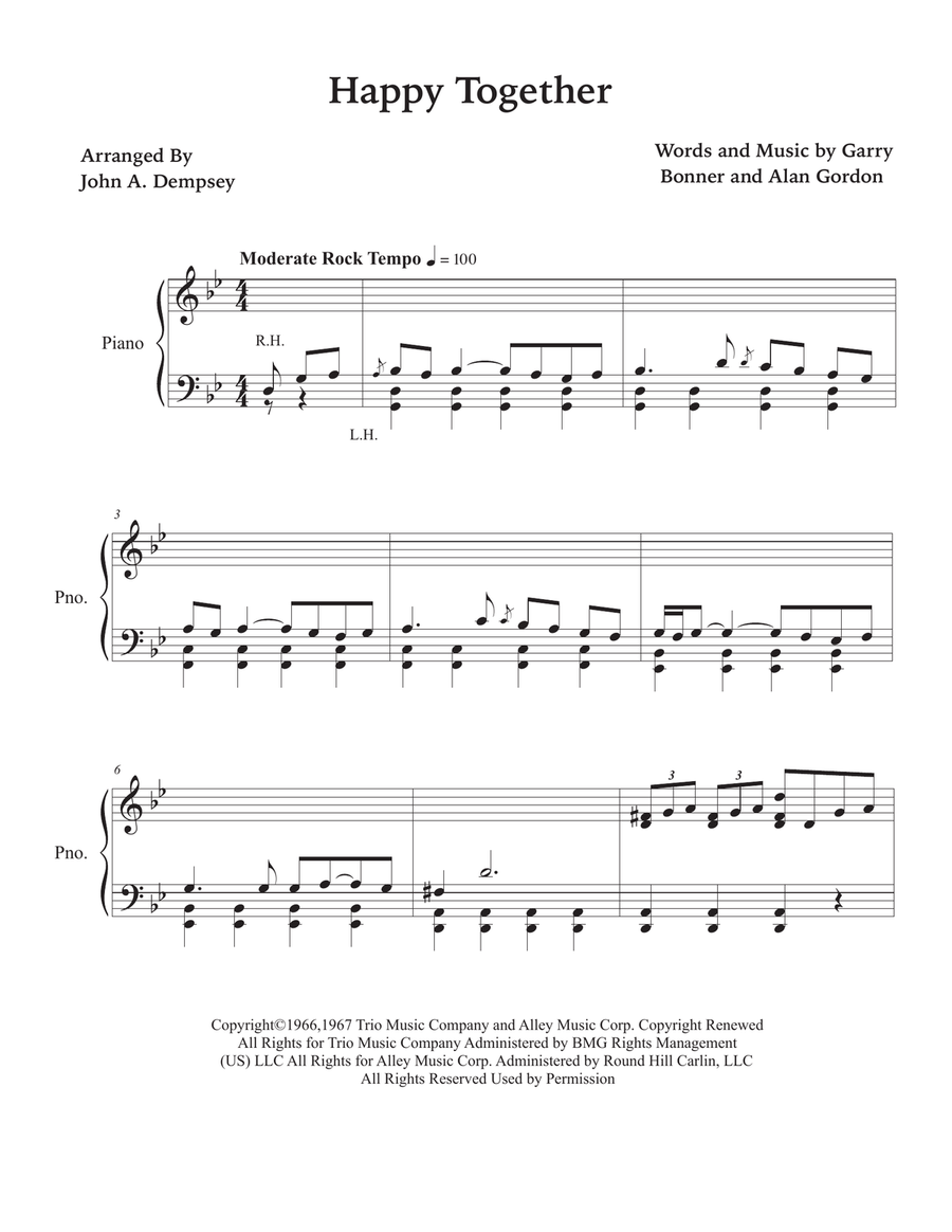 Happy Together Happy Together Piano Solo scores gallery preview page 3