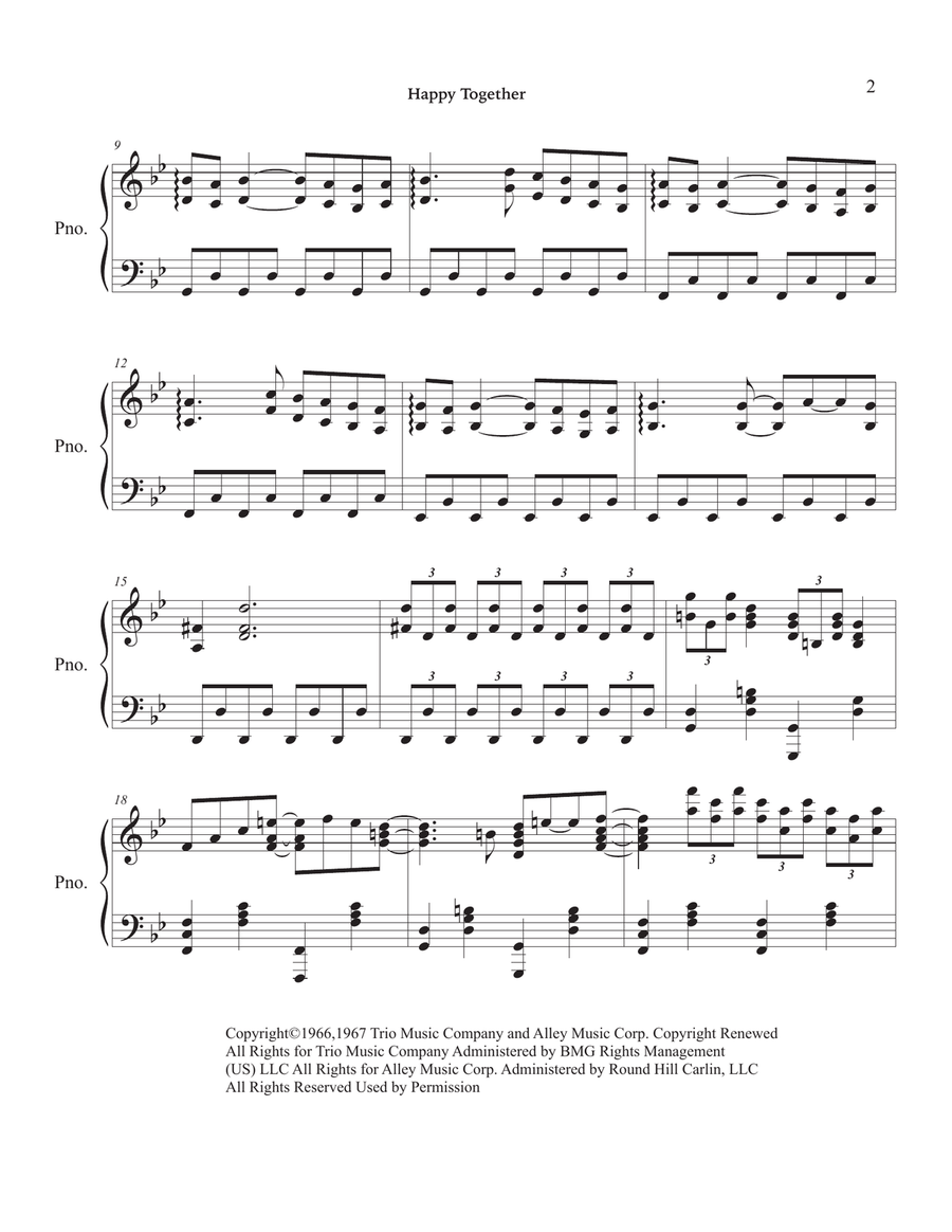 Happy Together Happy Together Piano Solo scores gallery preview page 4